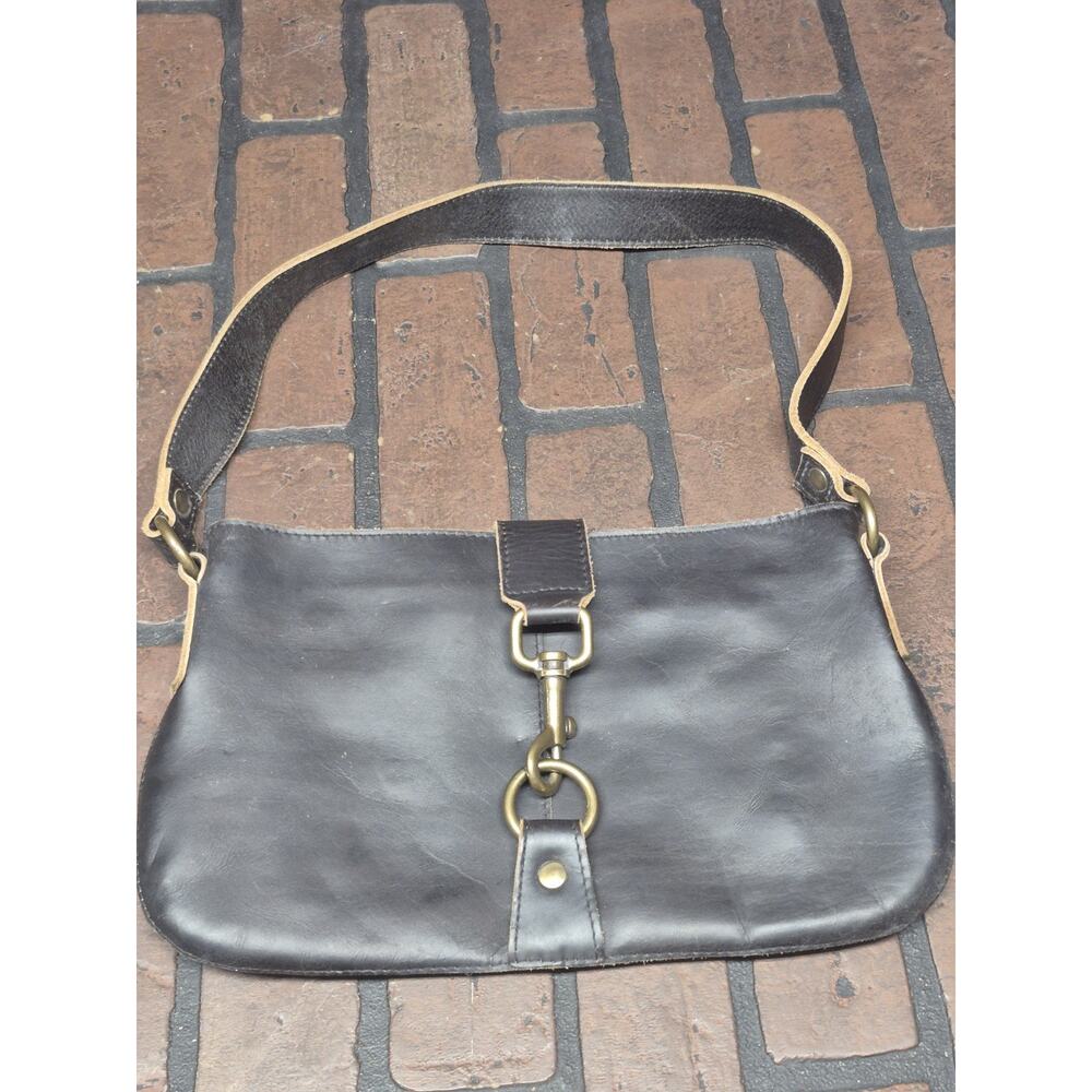 HOBO INTERNATIONAL Black Leather Flap Closure Handbag Purse